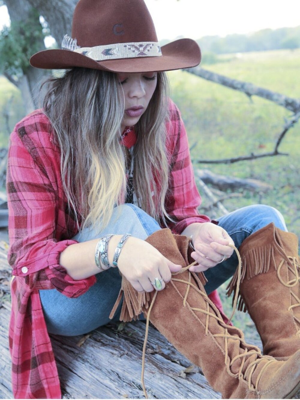 MINNETONKA Tall SUEDE FRinGe Leather LACEUP Boots HIPPIE BoHo COWGirL 9